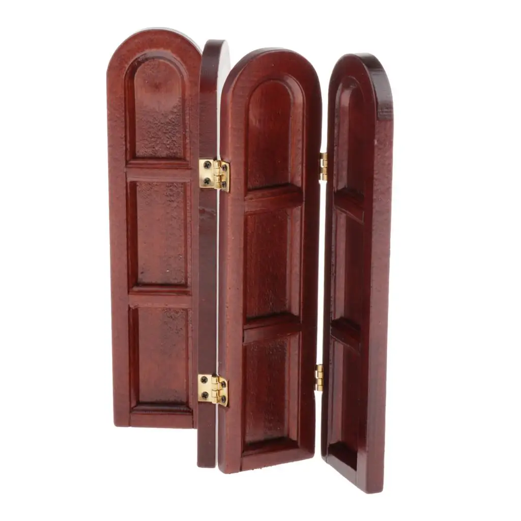 

1/12 Dollhouse Retro Wooden Folding Screen Room Divider for Doll Life Scene