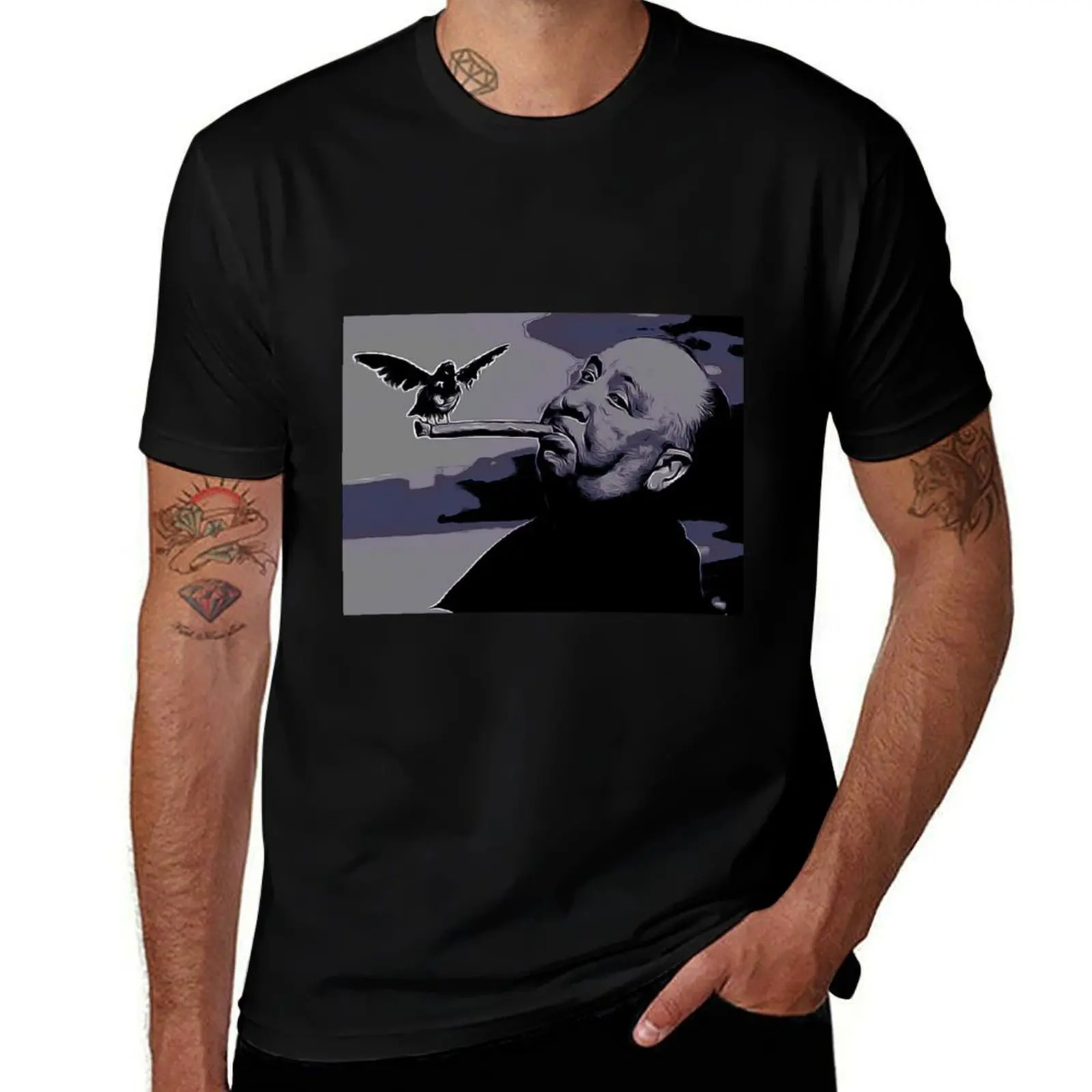 

Hitchcock and the raven T-Shirt football t shirt graphic t shirts cotton man t-shirts men t shirt