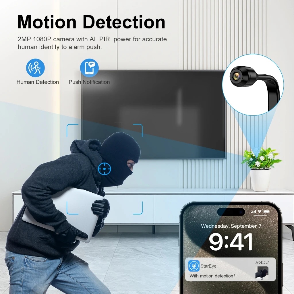 1080HD WiFi Mini Camera Loop Recording Security Protection Surveillance Camera Video Secret Audio Recorder Remote Monitor