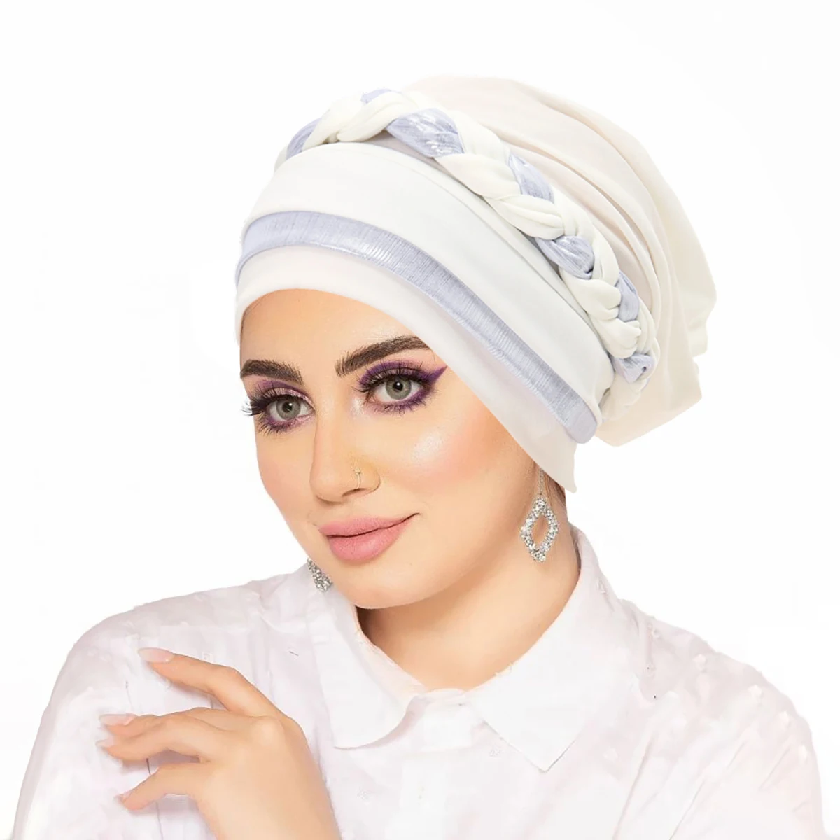 جديد كتلة اللون جديلة الحجاب الإسلامي قبعات النساء التفاف رئيس رمضان لينة مرنة السيدات الأزياء عمامة بونيه