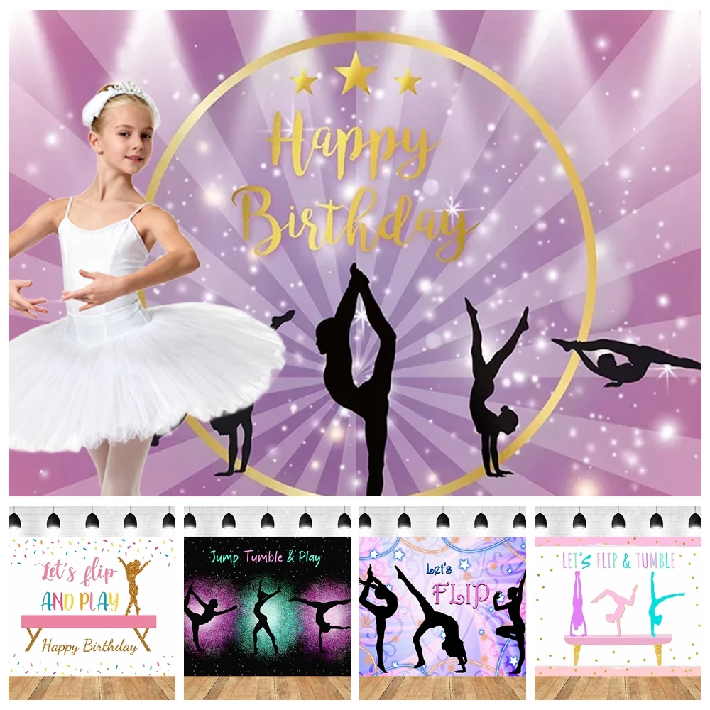 

Gymnastics Gymnast Girls Birthday Party Photo Booth Backdrop Portrait Photography Studio Props Sweet Decor Custom Background