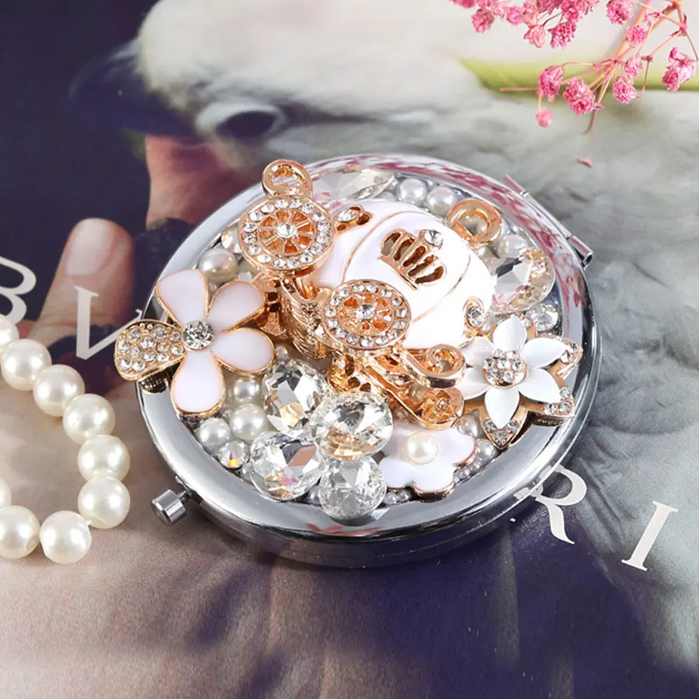 

1Pcs Round Metal Makeup Mirror Portable Folding Compact Dual-Side Pocket Mirror Travel Tool Stylish Gift