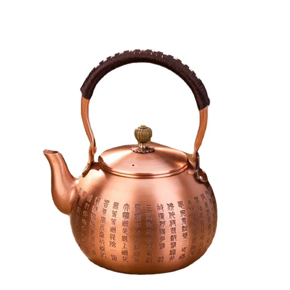 600/1200/1600ml Pure Copper Boiling Tea Kettle Retro Style Handmade Copper Pot Large Capacity Health Care Teapot Boiling Kettle