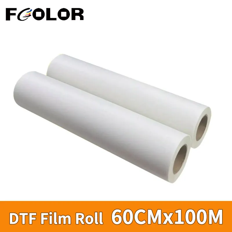 Imagem -02 - Fcolor Hot Peeling Dtf Pet Film Roll 60cm x 100m Pet Film Direct Transfer para T-shirt Vestuário Impressão Heat Transfer Film