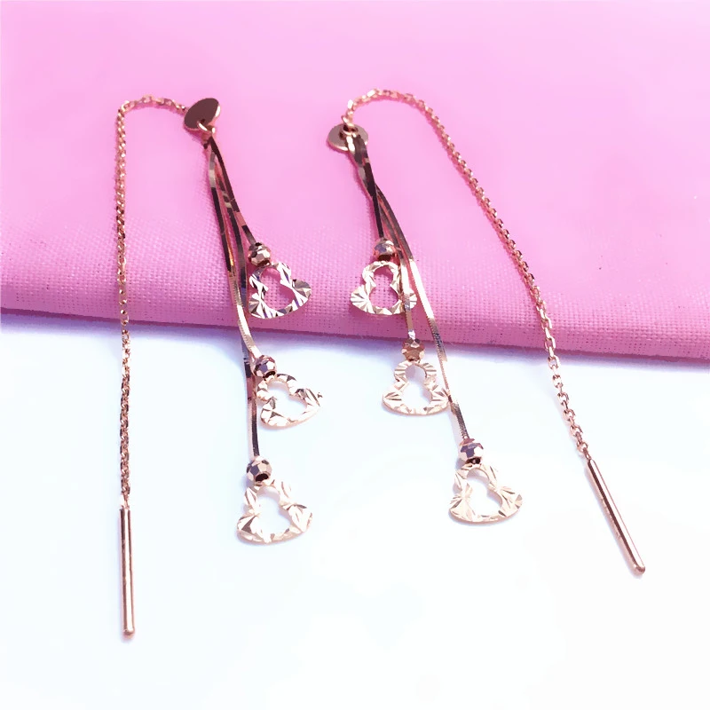 

585 purple gold new shiny gourd soft chain Ear Line exaggerated retro earrings for women plated 14k rose gold jewelry