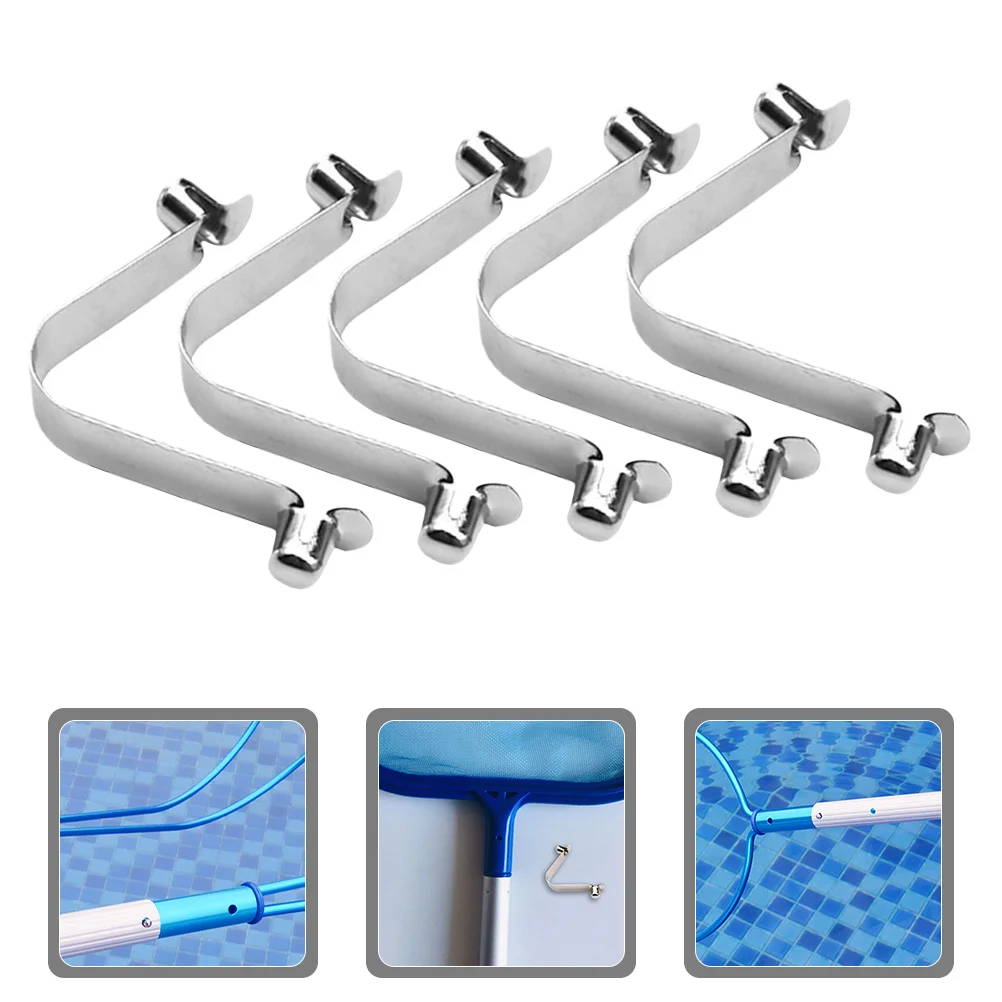 

5pcs Stainless Steel Pool Spring Clips: Universal V-Clips For Telescopic Pole Leaf Skimmer Spa Brush Attachments Replacement