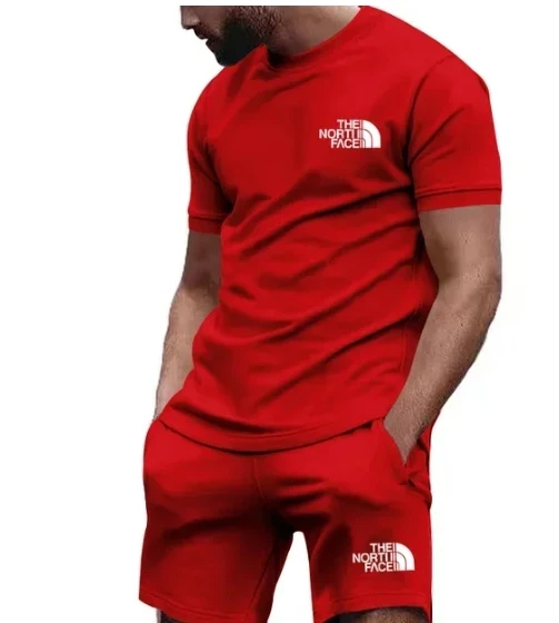 Camiseta curta de manga masculina e conjunto de shorts esportivos, calças de jogging casual, roupa esportiva, novo verão, 2 peças, 2024