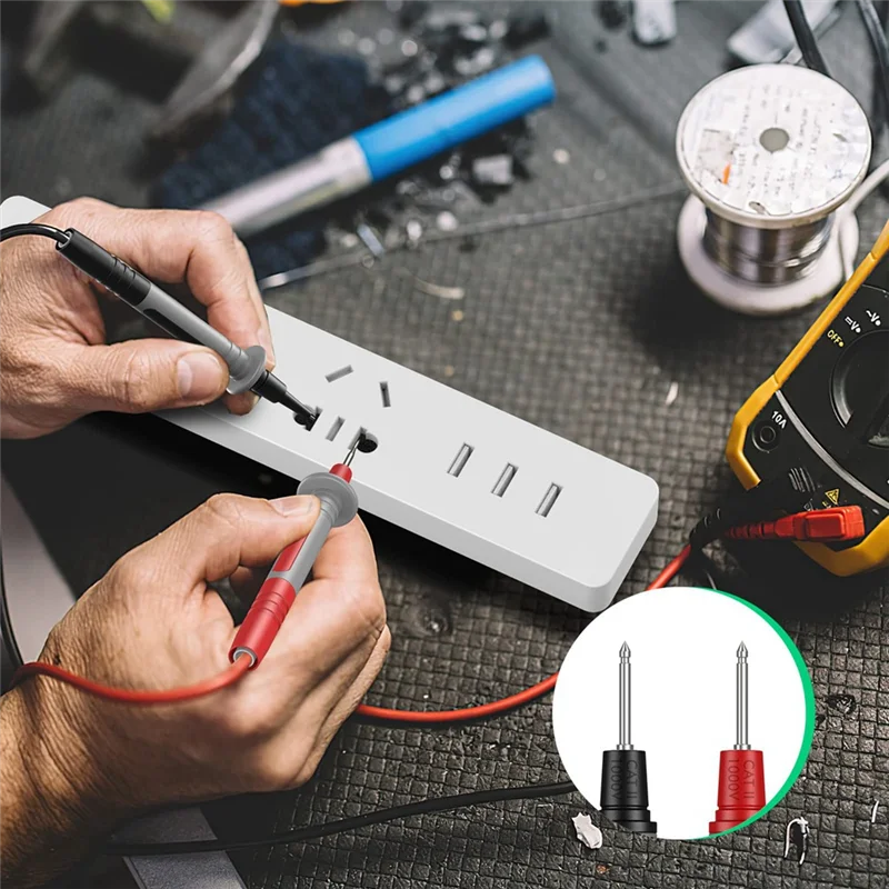 

Multimeter Test Leads Kit, Precision Sharp Probe Test Lead Gold-Plated Probe Leads, Banana Test Lead Probe Clip Set-AA26