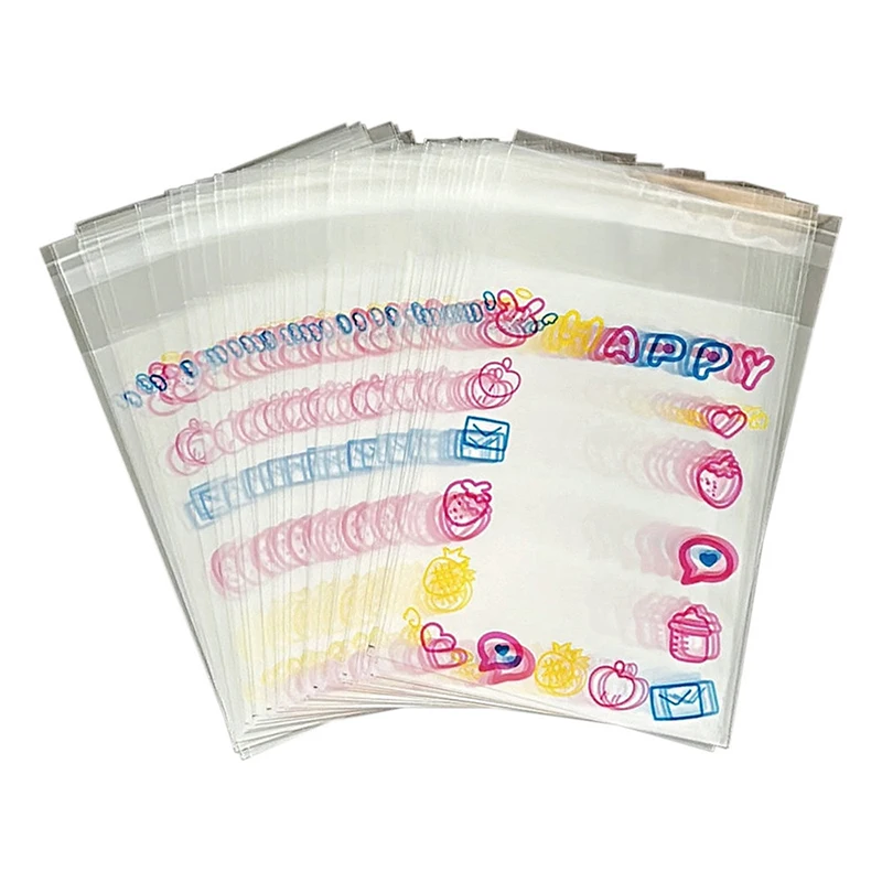 20/50/100Pcs Kawaii Transparent Sleeves Cute Photocard Sleeves Idol Photo Protective Storage Bag Graffiti Self-adhesive Bag