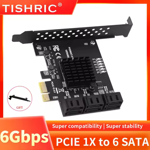 TISHRIC PCIE SATA Controller PCI Sata Expansion Card PCI Express 1X 4X To 2/4/6/8/10 Ports Sata3.0 PCI E Adapter Add On Cards