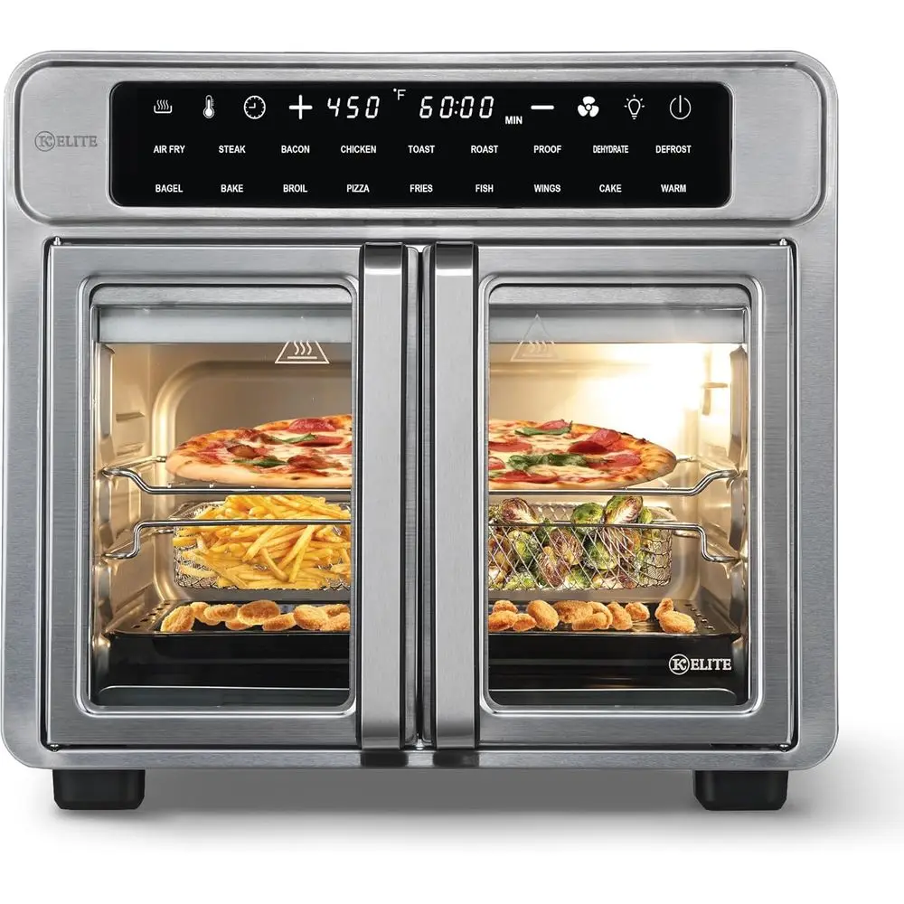 

26-квартовая печь с распашной дверцей и функцией сушки воздухом – компактная настольная конвекционная печь с LED-дисплеем, из нержавеющей стали