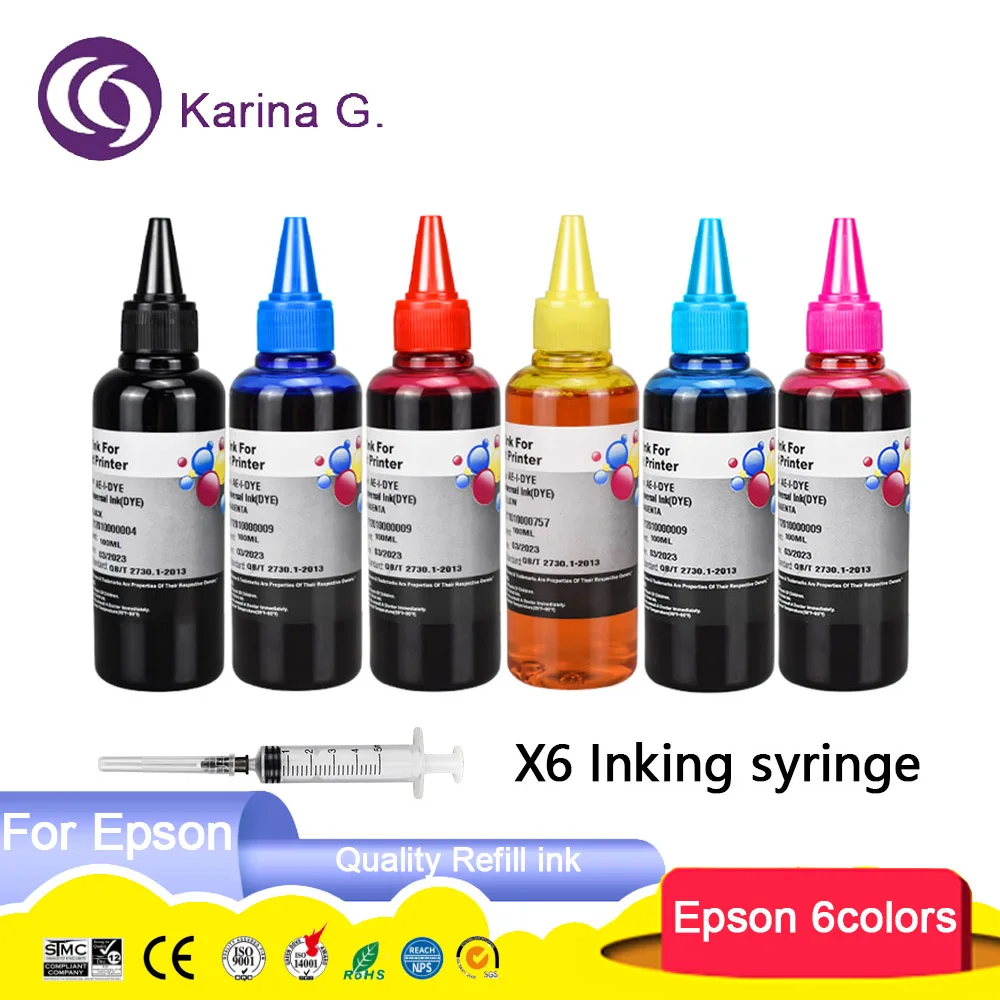 Tinta de tinte para impresora Epson, recambio de tinta de 6 colores/100ML, 312XL, 378XL, T0851, T0821, T0791, 81N, Expression Photo XP-8500/XP-8505/XP-8600/XP‑ 8605