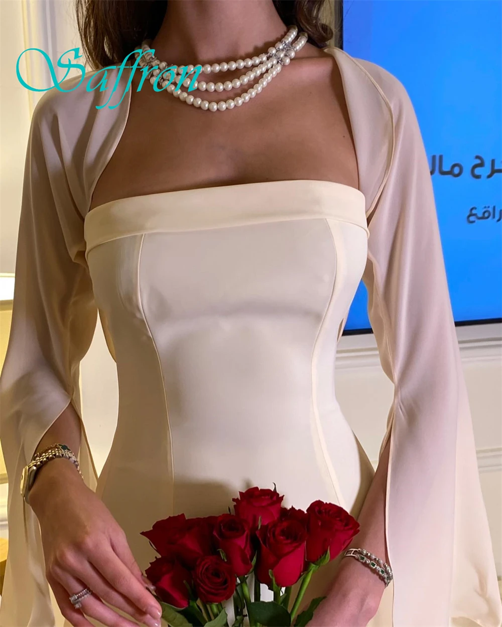 تخصيص رائعة حمالة شال طويل الأكمام مساء اللباس عالية الجودة جيرسي فساتين حفلة موسيقية حساسة فساتين العودة للوطن