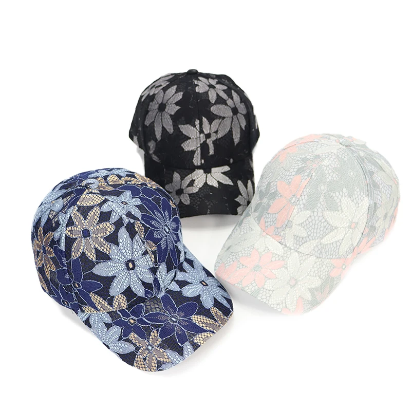 Women Lace flower Baseball Caps Adult Men / Women Sun Hats Adjustable Sports Cap