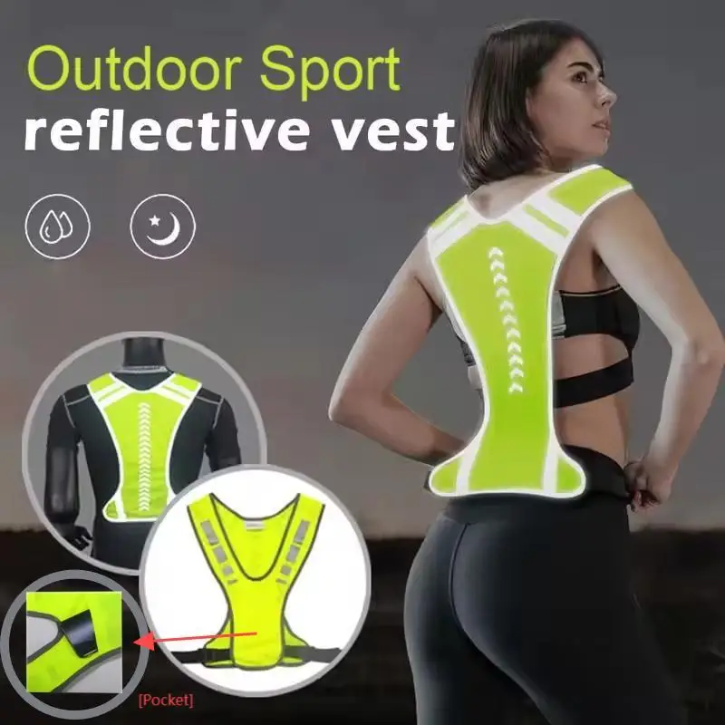 

Universal Adjustable Reflective Safety Vest With Elastic Waistband Suitable For Cycling Running Nighttime Outdoor Activities