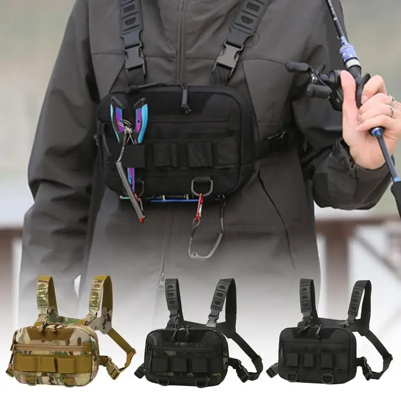 Fly Fishing Bag Large Opening Back Mesh Oxford Cloth Chest Pouch Pack Multifunctional Vest Bag Chest Rig For Men Boys