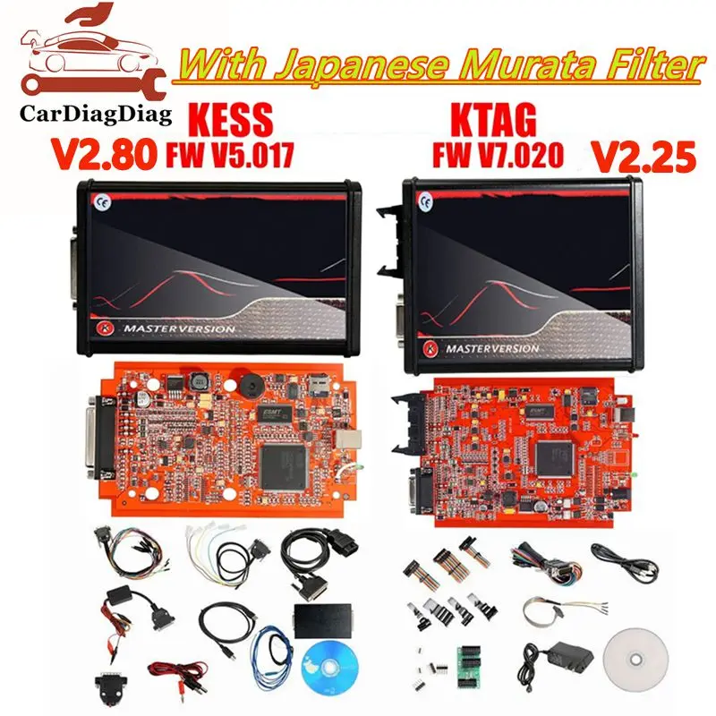 NEW Red EU For Kess V5.017 Online 2.80 For KTAG 7.020 2.25 with Murata Filter Unlimited Repair Kit OBD2 Car ECU Chip Tuning Tool