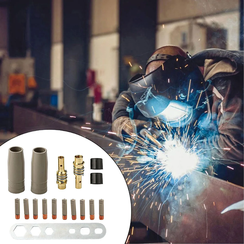 

17PCS Coating for Protection Nozzle Set Compatible with For 15AK Welding Equipment 1.0mm Tip Aperture Copper Metal Construction