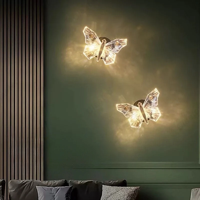 الأوروبية الحديثة الحد الأدنى LED فراشة الجدار مصباح غرفة المعيشة الممر الدرج غرفة نوم السرير مصابيح الإضاءة الزخرفية