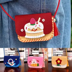 Felt Handmade Bag Making Kit Children Cartoon Crossbody Bag DIY Animal Flower Handbags Toy Crafts Art Sewing Toy Craft Decor