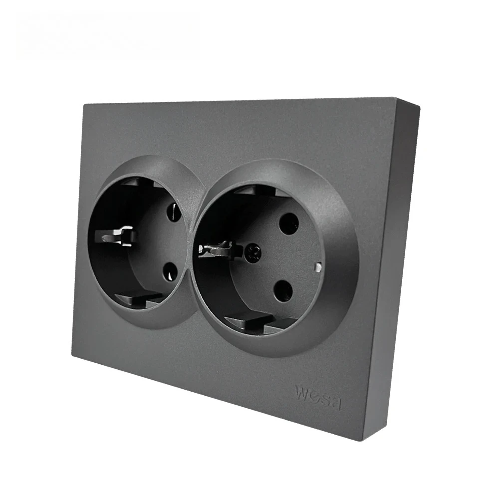 NEW Grey With Ground Classic Paint Plastic AC Electrical Outlets Power Sockets 250V EU Embedded Flame Retardant Ground