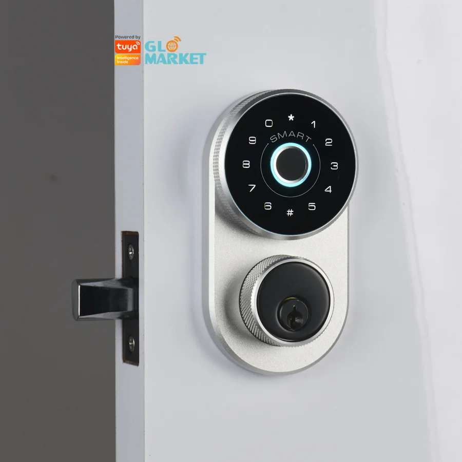 Glomarket Factory Price Keyless Entry Knob Code Biometric Fingerprint Smart Door Lock Deadbolt Tuya WiFi Cloud Smart Lock