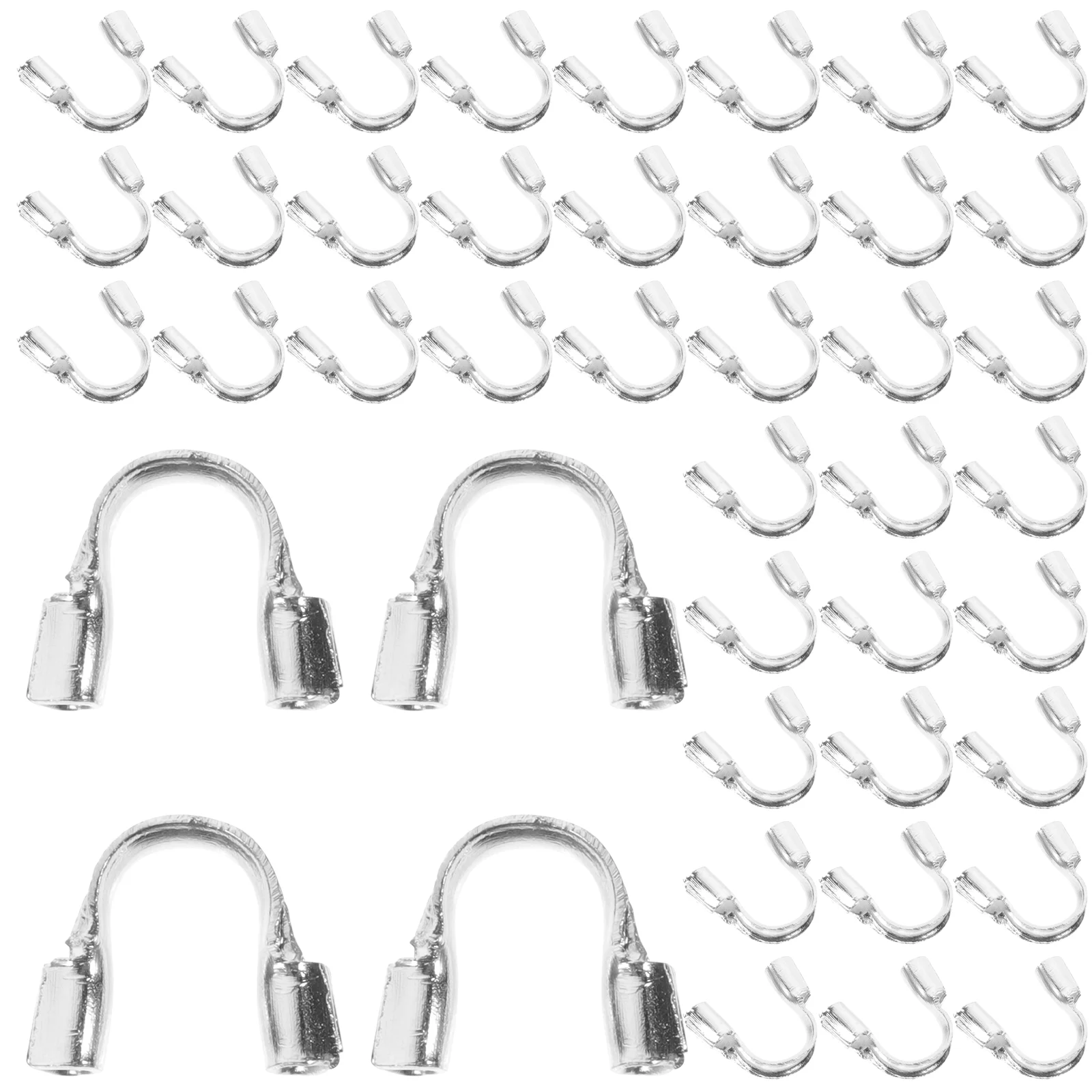 100 Pcs U-shaped Buckle Accessories Wire Guards Protector Protective Ring Guardian Silver Clasp for Bracelet