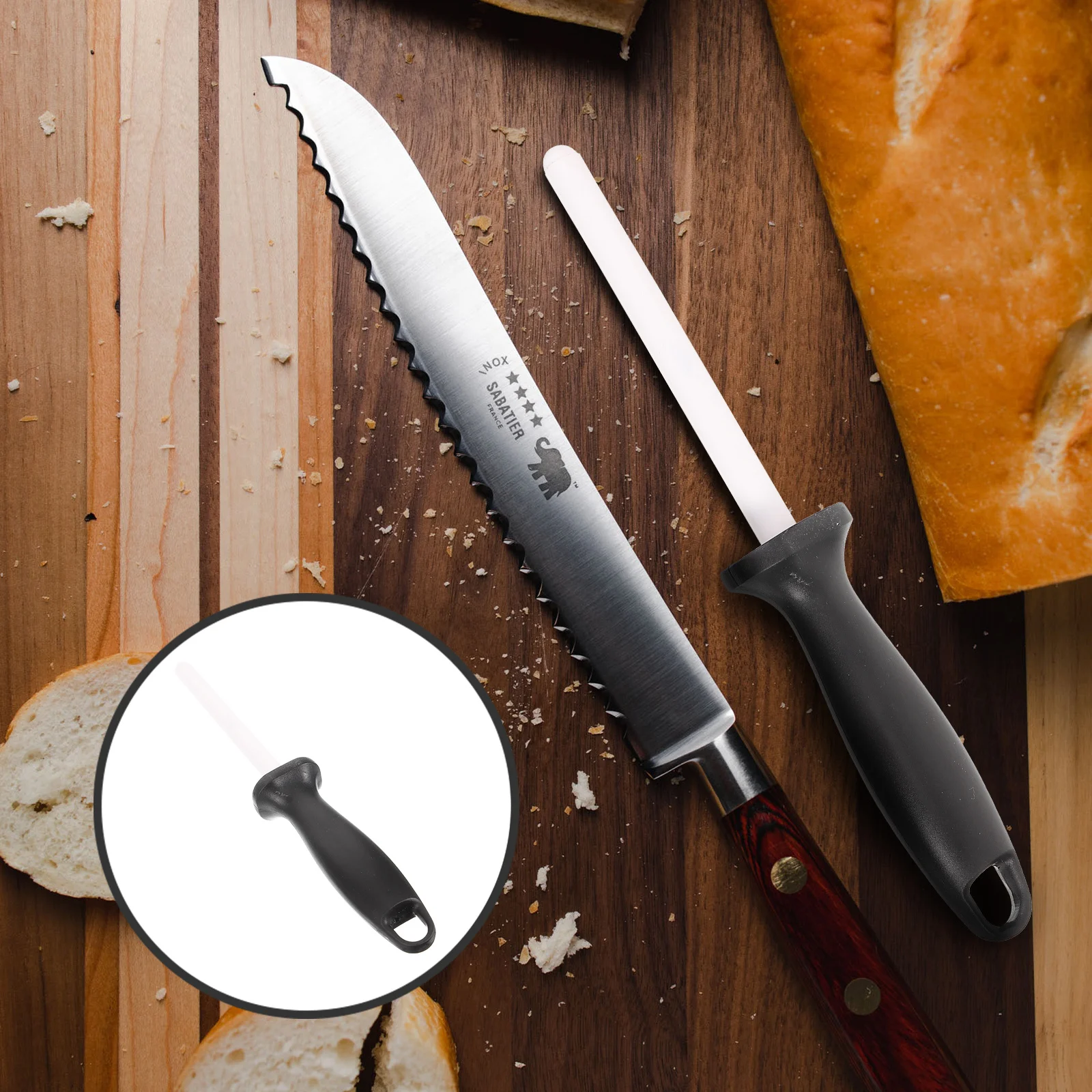 

Professional Ceramic Sharpening Rod For Knife Scissor Cutter Sharpener Wear-Resistant Multi-Function Kitchen Tool Portable