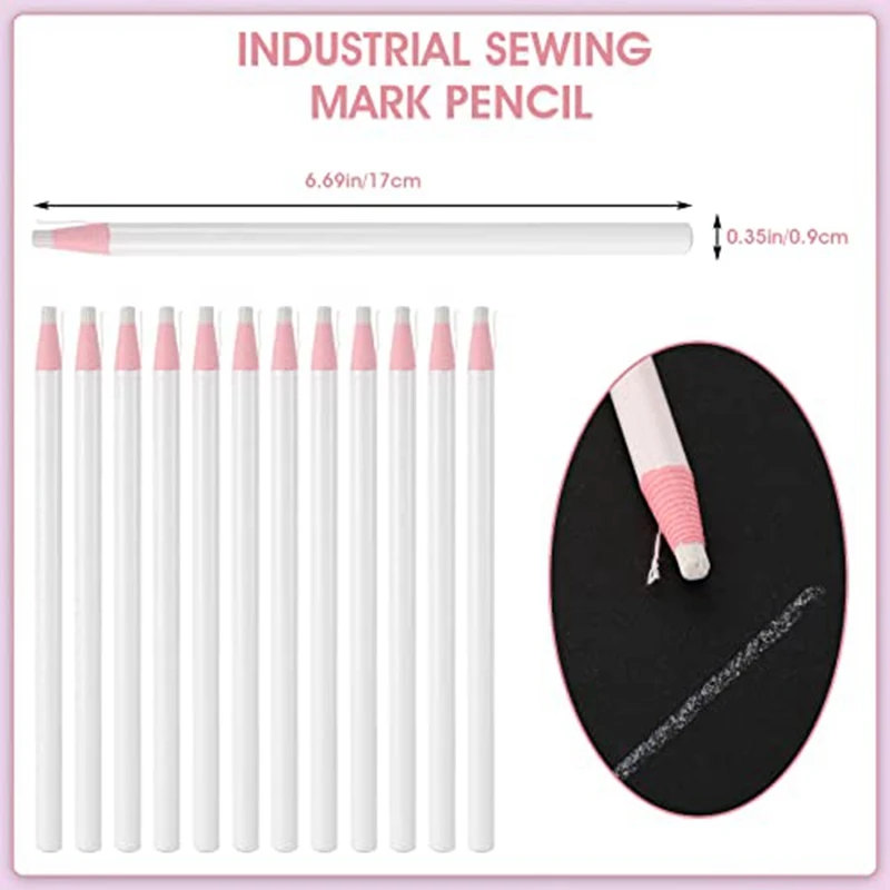 48 Pcs White Chalk Pencils White Sewing Mark Pencil Fabric White Chalk Markers Industrial