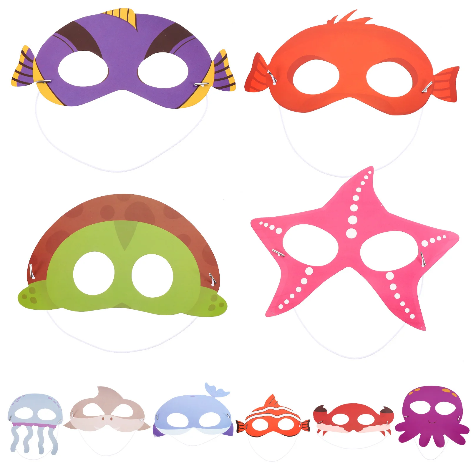 10Pcs Ocean Animal Masks Decorative Cartoon Cosplay Masks Halloween Party Festival Supplies Ocean Animal Mask Sea Decorations
