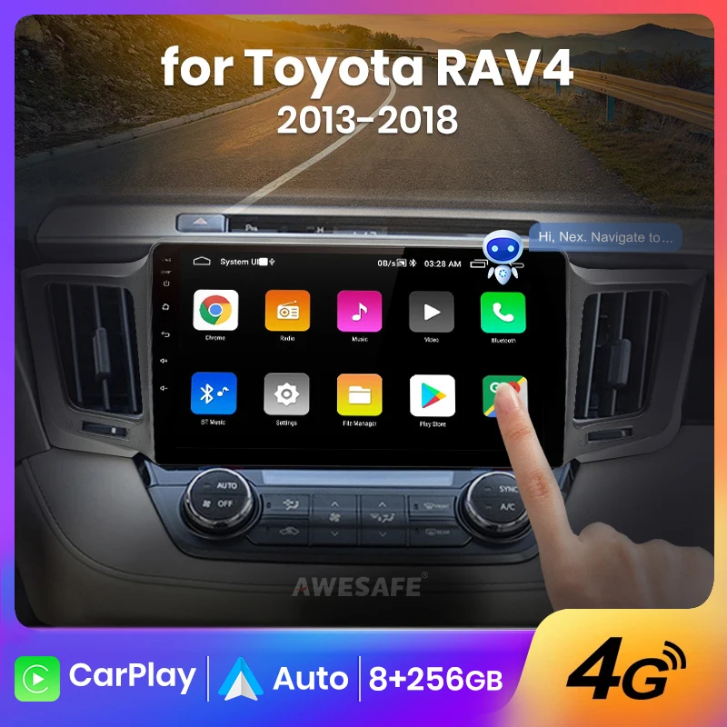 AWESAFE Wireless CarPlay Android Auto Radio for Toyota RAV4 RAV 4 2013 - 2018  Car Multimedia Player GPS 2 din autoradio