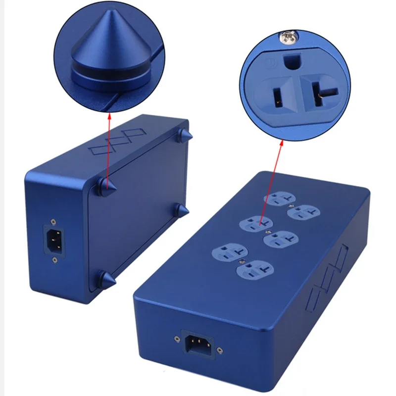 Audiophile HiFi Audio Power Filter US Plug Power Socket 6 Seats Aluminum Alloy Shell Connection Purifier