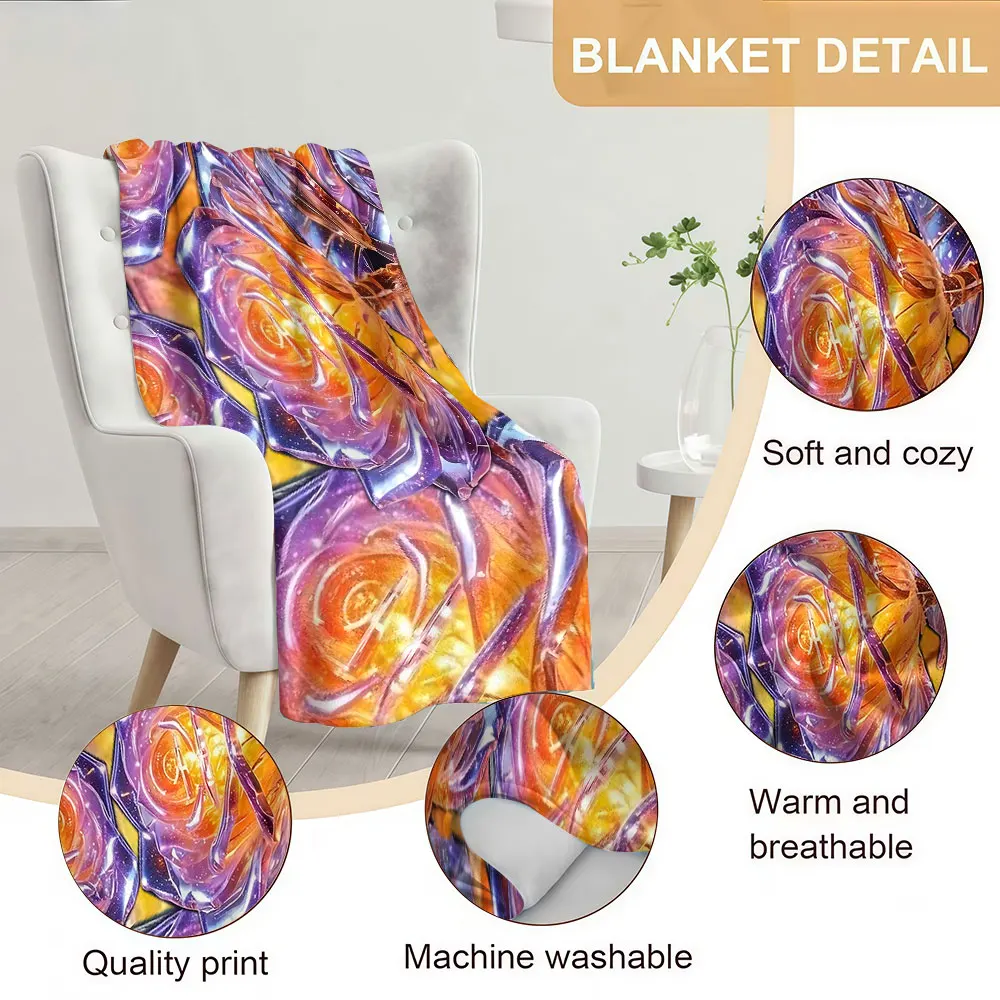 Crystal Iridescent Rose Soft Warm Flannel Blanket Lightweight Cozy Christmas Halloween Home Decor Room