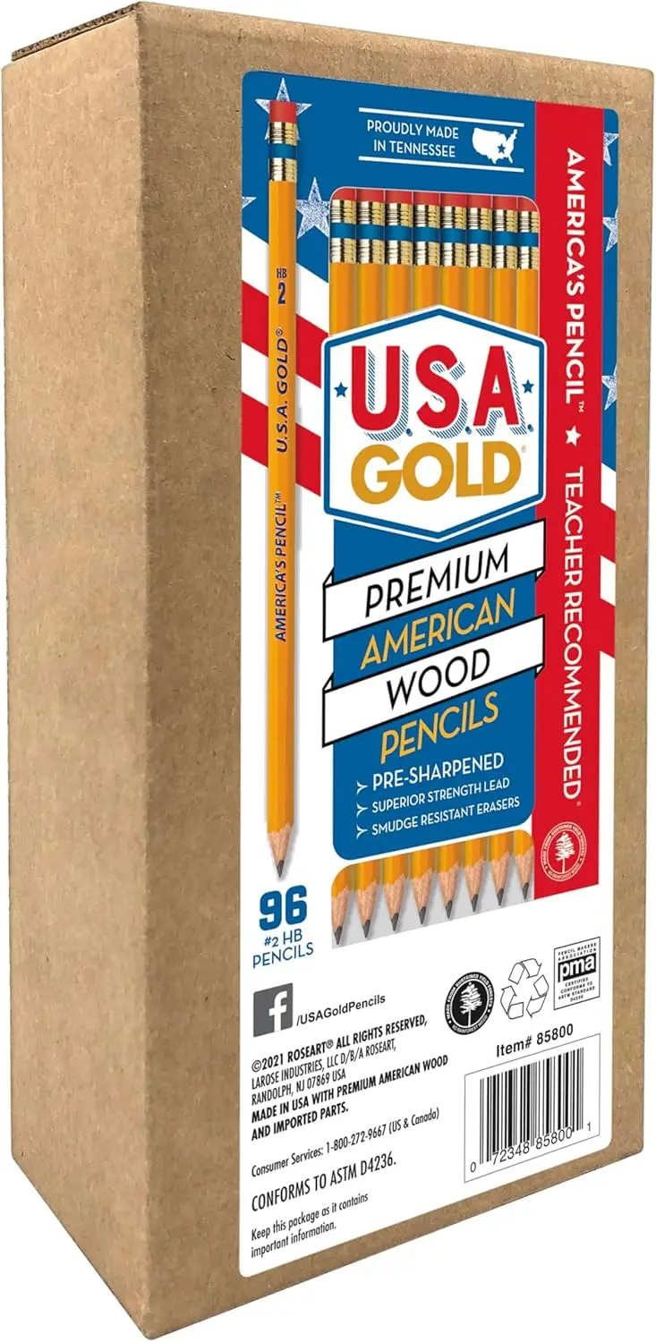 

Premium #2 HB Yellow Pencils, 96 Pack - Strong Lead, Easy Erase, Sustainably Sourced
