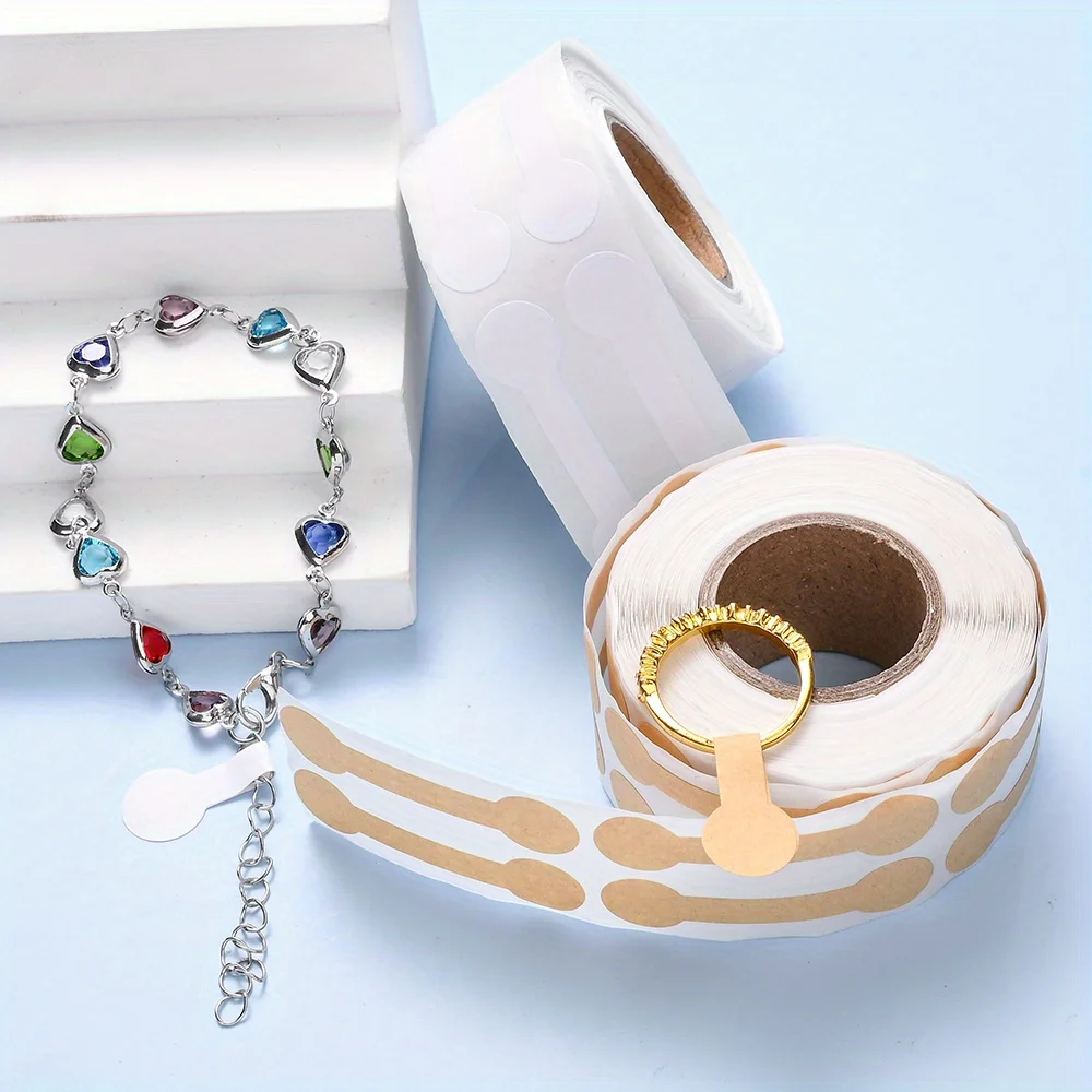 500Pcs/Roll Blank Paper Price Tags Portable Self Adhesive Stickers Jewelry Hangtags Necklace Ring Display Packaging Wholesale view 6