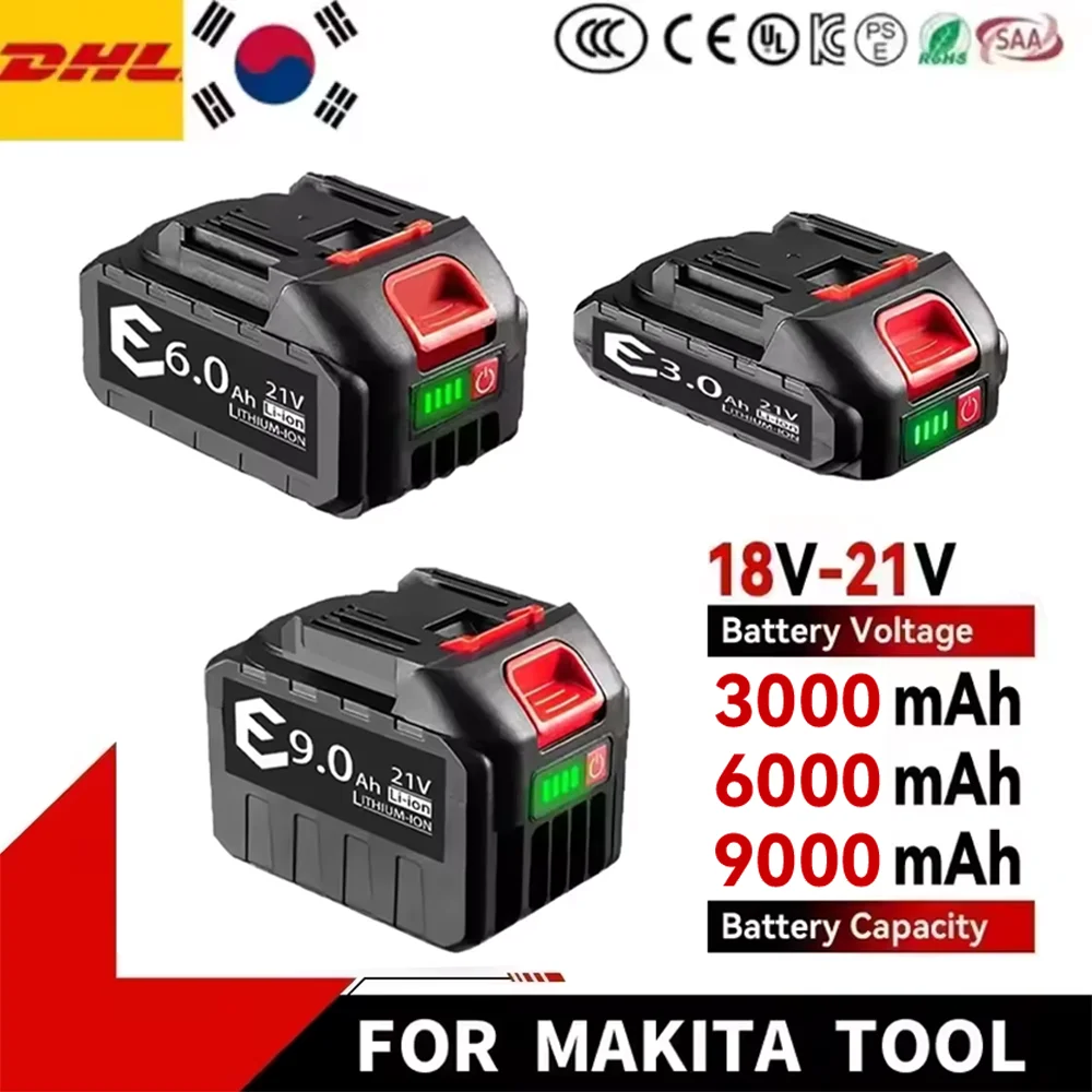 🥇Original 21V 6000mAh Rechargeable Lithium Ion Battery for Makita 18V Battery BL1850B BL1850 BL1840 BL1860 Cordless Drill Tools