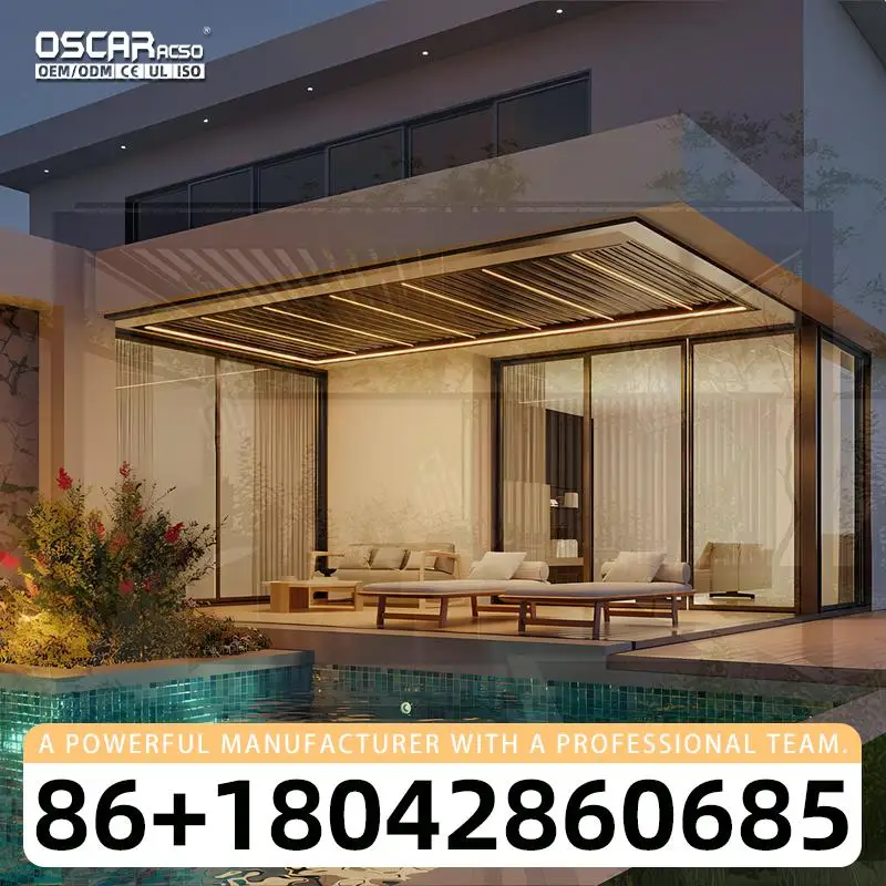 24ft X 14 Ft Free Standing Motorized Aluminum Louvered Pergola Patio Cover for Backyard Garden Poolside pergola