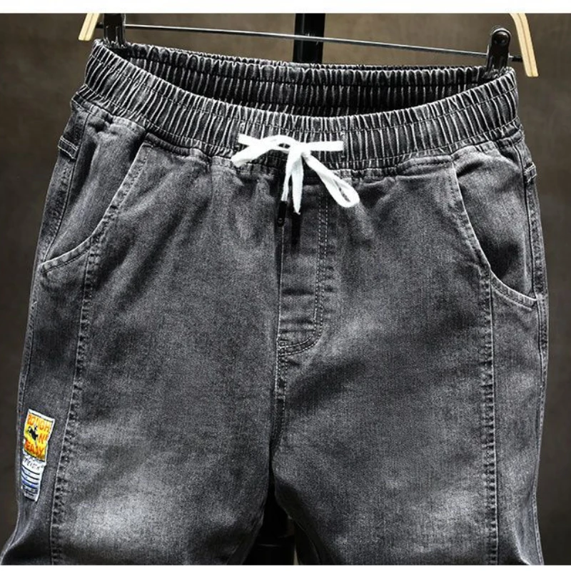 Spring Autumn Cargo Jeans Men Y2k Baggy Jeans Streetwear Hip Hop Trouser Elastic Waist Pockets Casual Denim Pants Men Clothing
