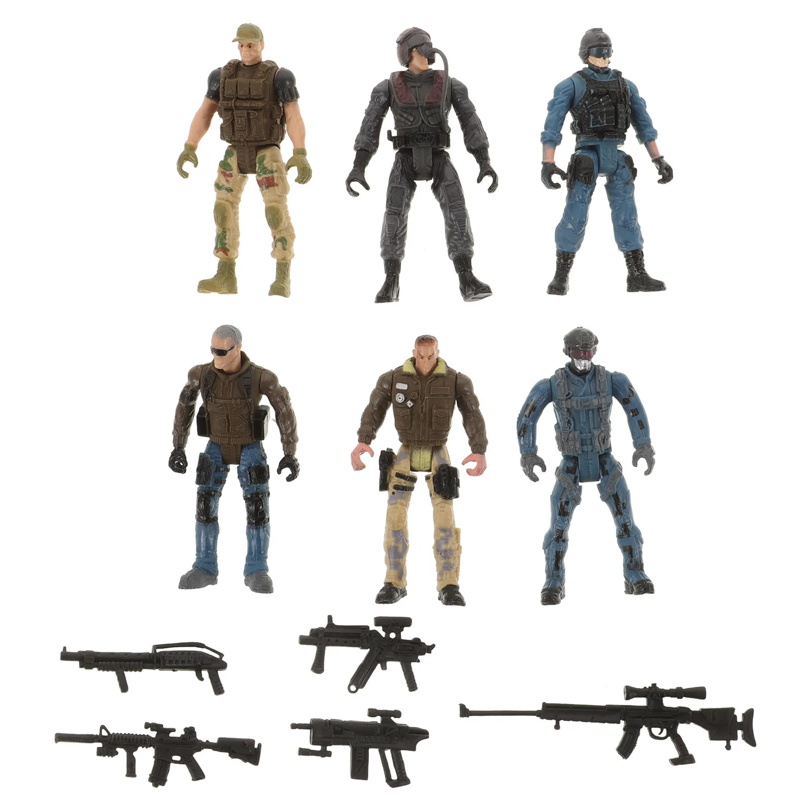 

6Pcs Soldier Men Action Figures Army Soldiers Miniature Tactical Playset Movable Joint for Display Collectors Sand Table Decor