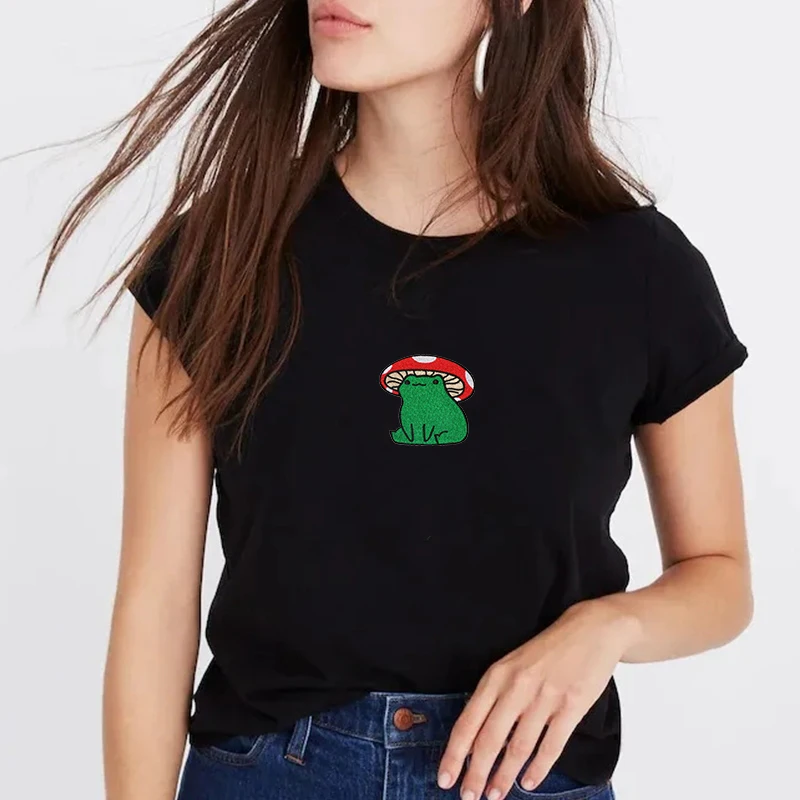 1PC Mushroom Frog Cute Embroidered Patch Iron On Sew On Patches For Clothing Cap Bag Jacket DIY Gift Badge With Hot Adhesive