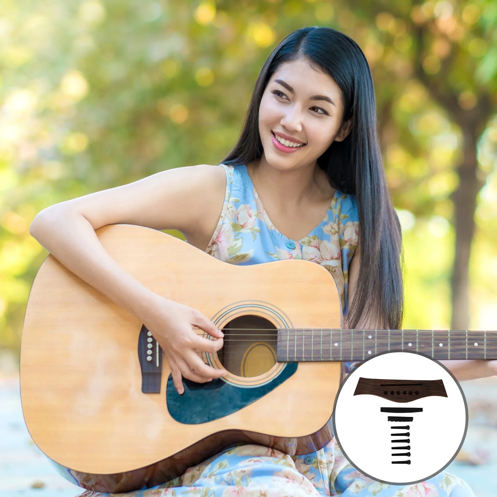 

1Set Guitar Bridge Nut Saddle Pin Repair Kit Acoustic Folk Guitar Replacement Accessories Durable Wood Plastic