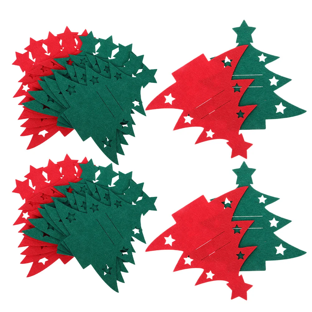 

24Pcs Christmas Tableware Holders Felt Cutlery Pouches Tree Design Silverware Organizer for Holiday Dinner Decor