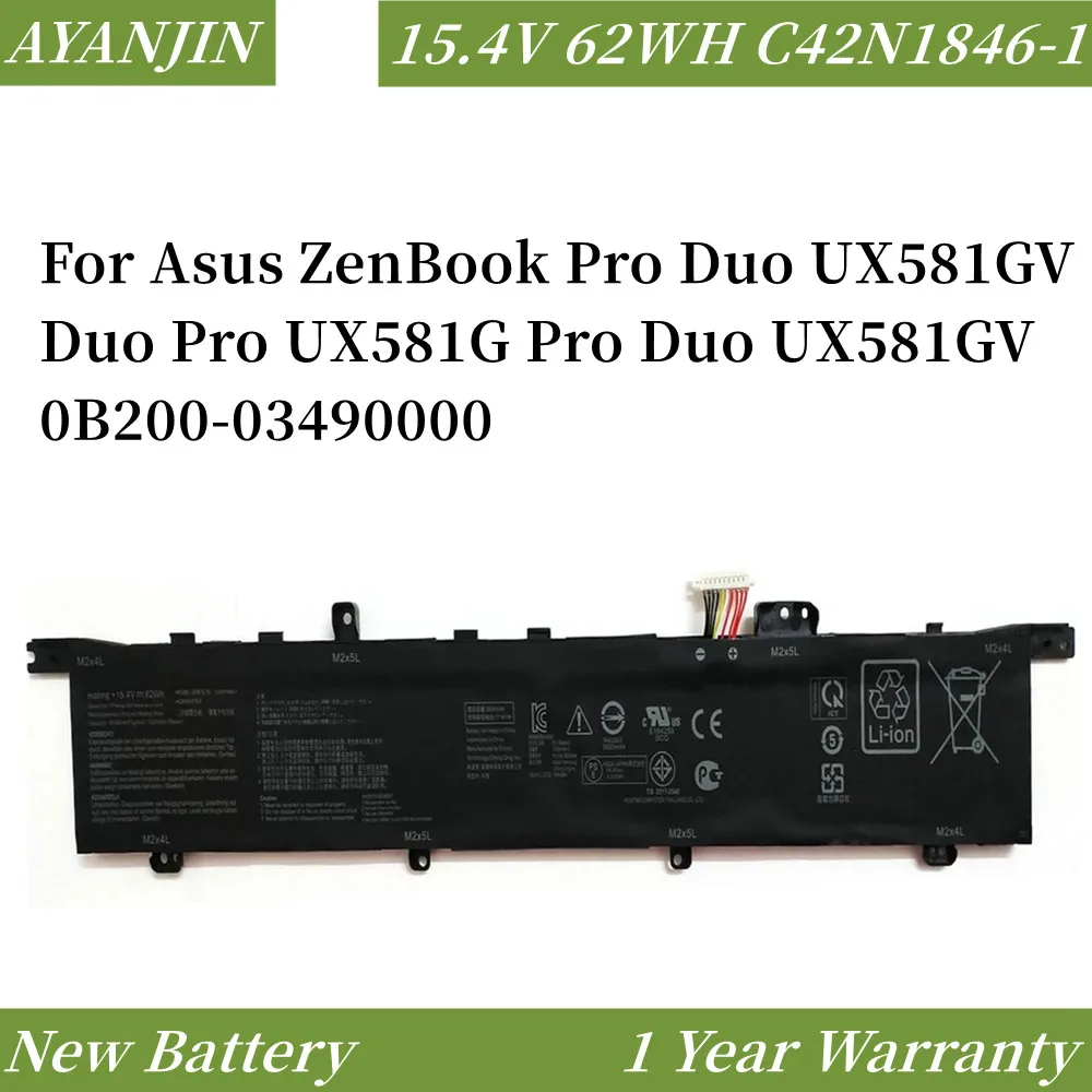 

C42N1846 C42N1846-1 Laptop Battery For Asus UX581 UX581GV For ZenBook Pro Duo UX581 UX581GV-H2002R 0B200-03490000 New