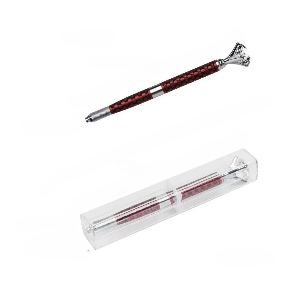 

1pc Eyebrow Manual Pen Microblading Tattoo Machine for Permanent Makeup Eyebrow Lip Embroidery Munsu Tebori with Crystal Diamond