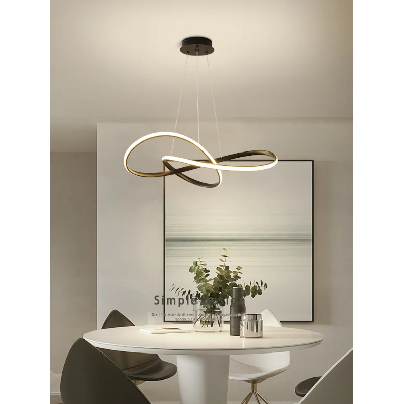 Nordic Living Room Pendant Lamp Modern Simple Creative Ring Geometric Line Lamp Personality Dining Room Bedroom Art Lamp