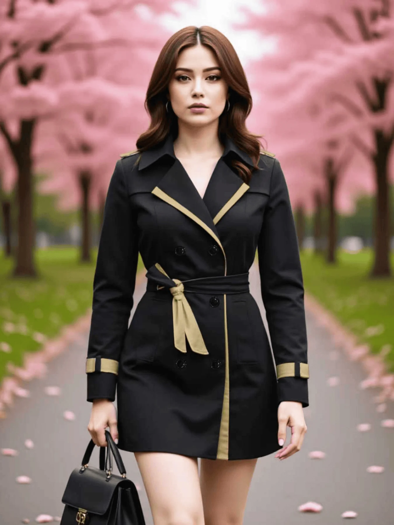 Spring  Autumn Trench Coat European American Women's Jacket Street Elegant Quality Double-Breasted Women's Wear Thin Coat