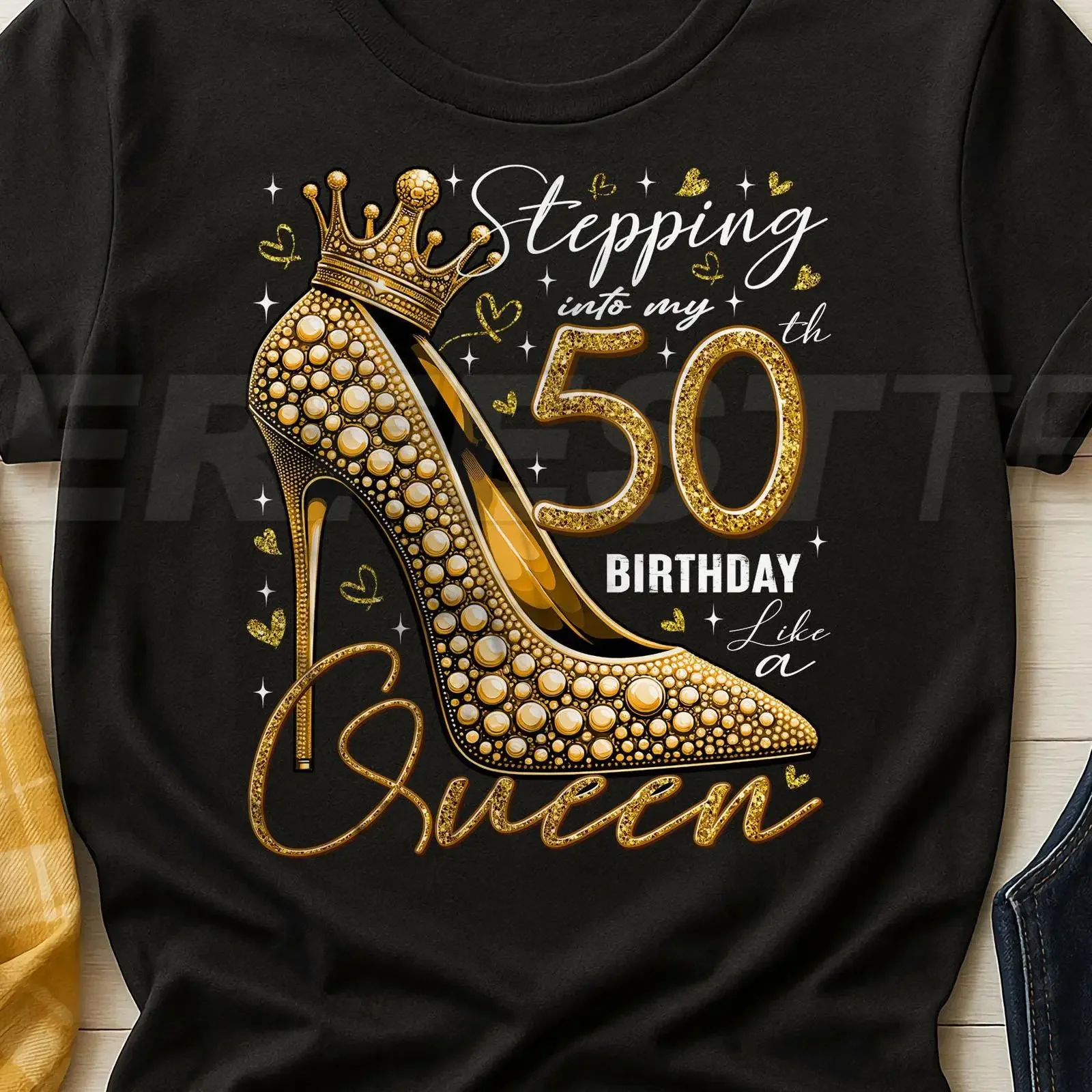 Stepping Into My 50th Birthday Like a Queen T Shirt SweaT s for Her vintage Washed Casual Versatile Slightly Unisex Soft
