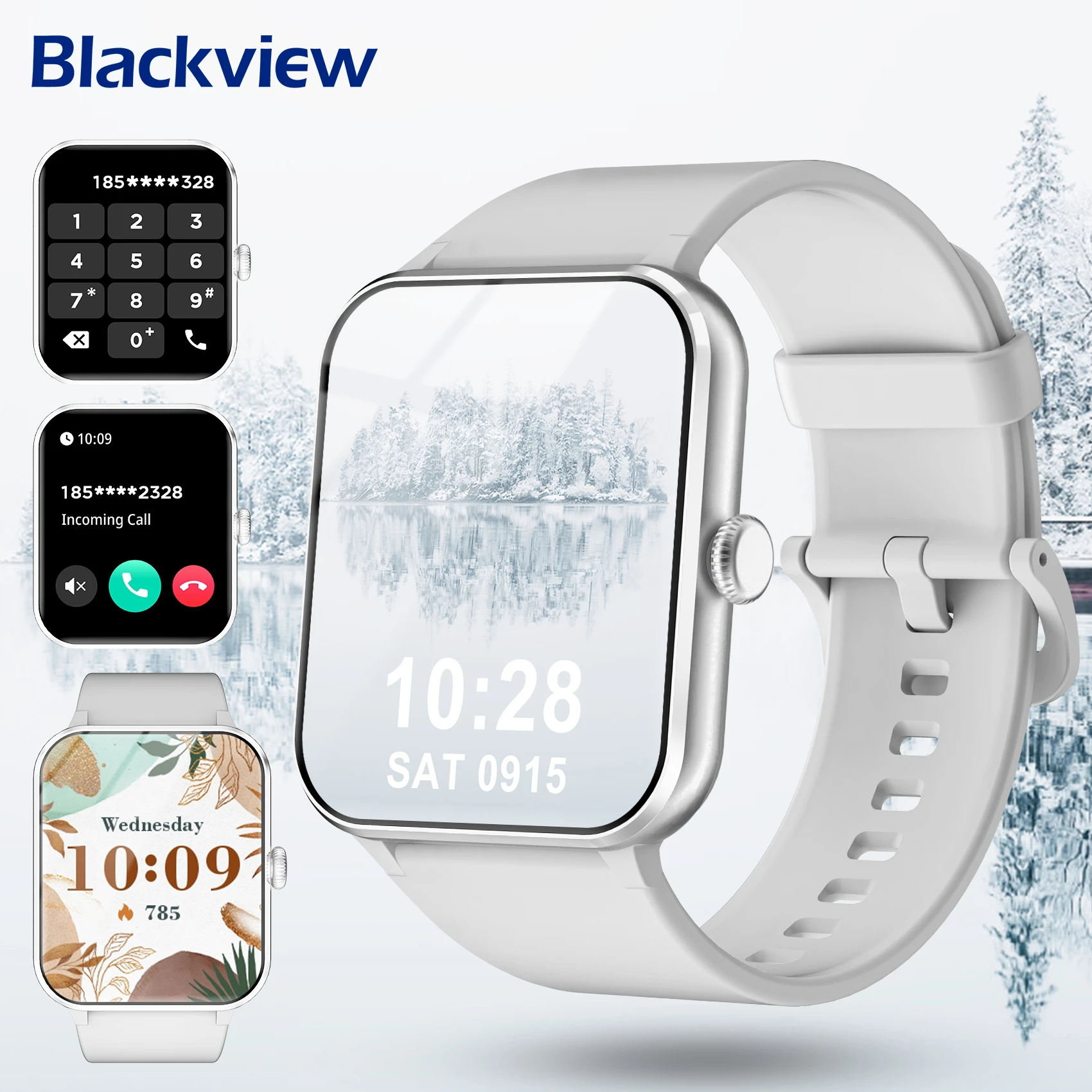 Blackview ساعة ذكية بشاشة لمس كاملة عالية الدقة ، اتصال بالبلوتوث ، تتبع اللياقة البدنية ، مساعد صوتي ، ، ، من من من + Sports