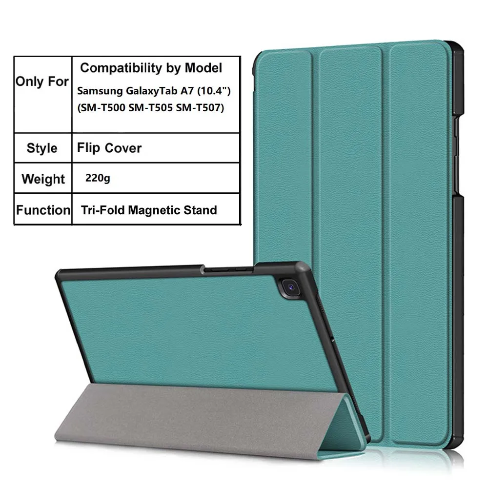 For Samsung Galaxy Tab A7 10.4 inch 2022 Magnetic Tri-fold Stand Tablet Case Funda For Galaxy SM-T500/SM-505 Protective Cover