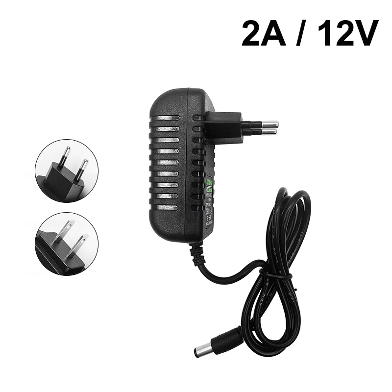 12V 2A Power Supply AC100V-240V Power Adapter 24W EU US Plug 5.5mm x 2.5mm Converter For CCTV IP Camera LED Strip Light